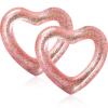 Sumind 2 Pcs Heart Pool Floats Inflatable Swim Rings, 47.3 x 39.4 Inch Bachelorette Floaties Heart Shaped Swimming Loungers Tube for Valentines Wedding Bride Beach Party Decorations(Rose Gold) view 1