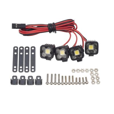 DKKY RC Car Lights LED Spotlights 1/10 Scale RC Crawler Accessories for Axial SCX10 90046 Traxxas TRX4 TRX6 Wraith RR10 MST Redcat Gen8 (4 Single Lights Without Controller)