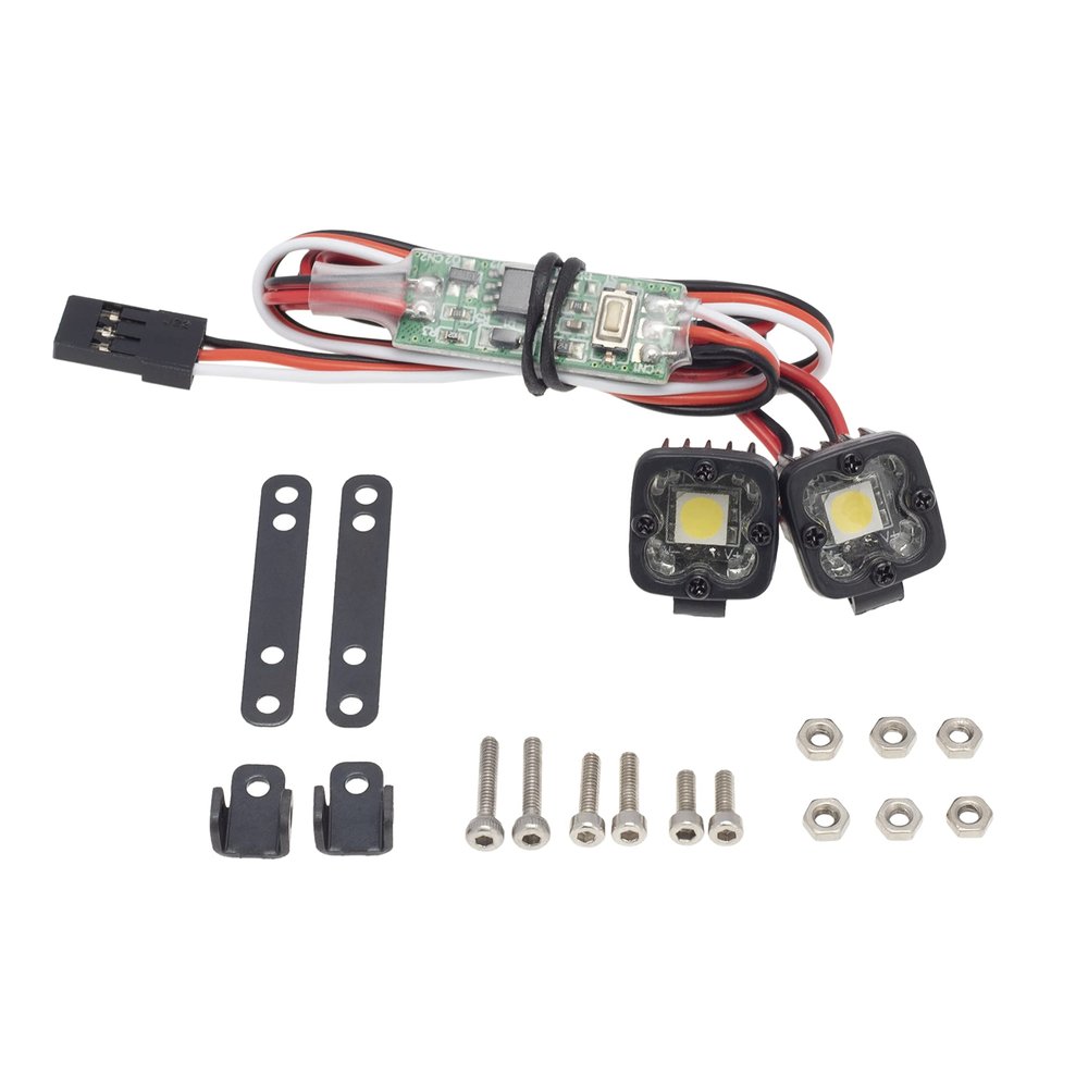 DKKY RC Car Lights LED Spotlights 1/10 Scale RC Crawler Accessories for Axial SCX10 90046 Traxxas TRX4 TRX6 Wraith RR10 MST Redcat Gen8 (2 Single Lights w/Controller)