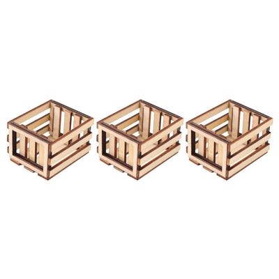 Toddmomy Mini House Storage Basket 3-Pack Miniature Wooden Crates Decorative Dollhouse Accessories for DIY Photo Props and Fairy Garden Scenes 1.96X1.69X1.29In