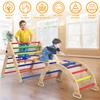 Triangle Climbing Toys, Foldable Climbing Triangle Ladder Toys with Ramp for Sliding or Climbing, Set of 3 Wooden Safety Sturdy Kids Play Gym, Indoor Outdoor Playground Climbing Toys for Toddlers view 2