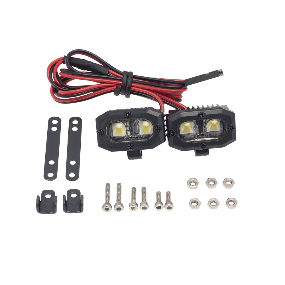 DKKY RC Car Lights LED Spotlights 1/10 Scale RC Crawler Accessories for Axial SCX10 90046 Traxxas TRX4 TRX6 Wraith RR10 MST Redcat Gen8 (2 Dual Lights Without Controller)