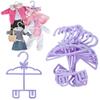 Dress Along Dolly Doll Full-Outfit Clothes Hangers for 18" Dolls - 12pk - Compatible w American Girl- Unique Design Holds Your Top & Bottom at Once Including Dresses, Pants, Shirts, Skirts- Purple view 1