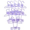 Dress Along Dolly Doll Full-Outfit Clothes Hangers for 18" Dolls - 12pk - Compatible w American Girl- Unique Design Holds Your Top & Bottom at Once Including Dresses, Pants, Shirts, Skirts- Purple view 4