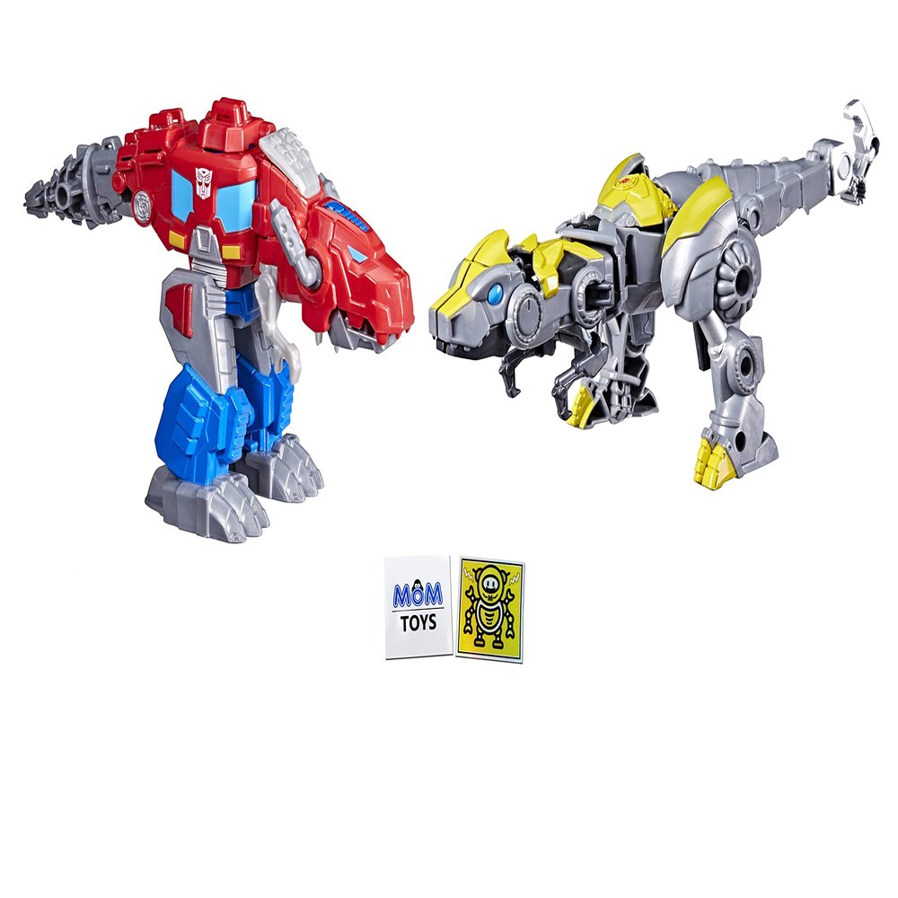Transformers Dinobot Adventures Dino Optimus and Bumblebee 2-Pack Converting Action Figures Bundle with 2 My Outlet Mall Stickers