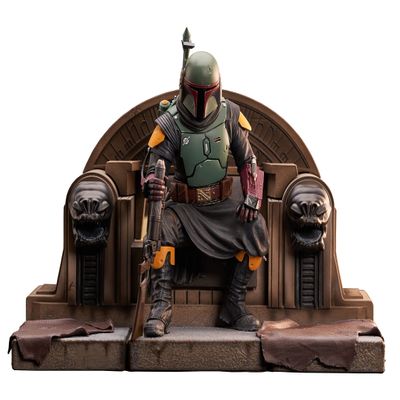 Diamond Select Toys Star Wars Premier Collection: The Mandalorian: Boba Fett on Throne Statue, Multicolor