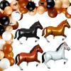 100 Pieces Horse Balloons Cowboy Party Decorations 40 Inches Aluminum Foil Balloon Latex Balloons Horse Themed Garland Arch Kit for Birthday Baby Shower (Brown,Cowboy) view 1