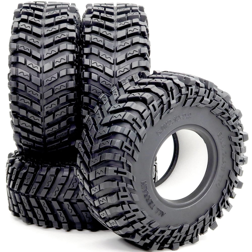HOBBYSOUL 4pcs RC 2.2 Crawler Tires Soft Sticky 127mm/5.0inch Tall 2.2 Tires Tyres for 1/10 Axial Wraith Axial Yeti/Traxxas TRX4 AMG 6x6 / redcat Everest 10