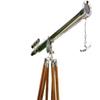 Antique Brass Floor Standing Telescope Master Harbor Nautical Double Barrel Nickel & Brown 65" view 1