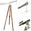 Antique Brass Floor Standing Telescope Master Harbor Nautical Double Barrel Nickel & Brown 65" view 3