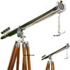 Antique Brass Floor Standing Telescope Master Harbor Nautical Double Barrel Nickel & Brown 65" view 4
