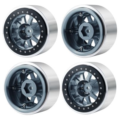 RC-Hub 4pcs Aluminum Alloy 2.9 Beadlock Wheels Rim Set for 1/6 Axial SCX6 AXI05000 RC Crawler Car (Titanium Grey +Black)