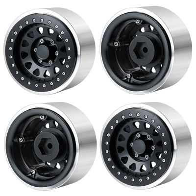 RC-Hub 4pcs Aluminum Alloy 2.9" Beadlock Wheels Rim Set for 1/6 Axial SCX6 AXI05000 RC Crawler Car (Black)