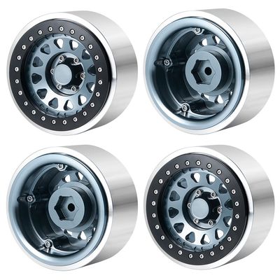 RC-Hub 4pcs Aluminum Alloy 2.9" Beadlock Wheels Rim Set for 1/6 Axial SCX6 AXI05000 RC Crawler Car (Titanium Grey +Black)