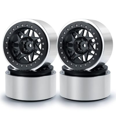 RCLIONS 4PCS Aluminum 2.9" RC Beadlock Wheels Rims for Axail SCX6 AXI05000 Upgrades 1/6th RC Crawler Car (Black)