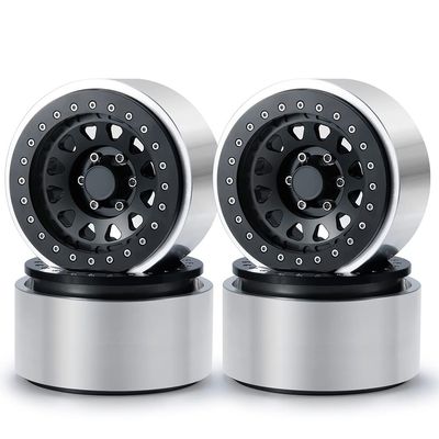 RCLIONS 4PCS Aluminum Alloy 2.9inch RC Beadlock Wheels Rims for Axail SCX6 AXI05000 1/6th RC Crawler Car (Black)