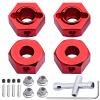 Hobbypark Aluminum 12mm Hex Wheel Hubs Adapters with Locknuts for Arrma Granite Voltage MEGA 2WD Granite 4X4 Big Rock Senton, Set of 4 (Red) view 1