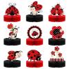 9 Pieces Ladybug Party Honeycomb Centerpieces Ladybug Themed Party Decorations Supplies Kit Paper Centerpiece Cake Ball Fancy Table Topper for Birthday Baby Shower view 1