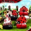 9 Pieces Ladybug Party Honeycomb Centerpieces Ladybug Themed Party Decorations Supplies Kit Paper Centerpiece Cake Ball Fancy Table Topper for Birthday Baby Shower view 4