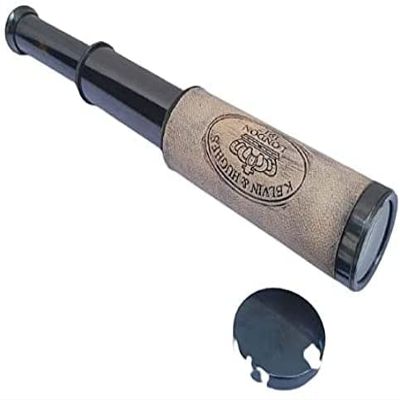 Nautical Handmade Maritime Brass Black Leather Nautical Spyglass Telescope 9 Inch Gift