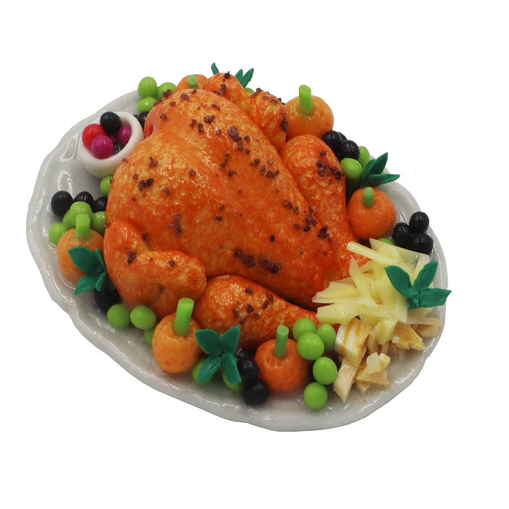 Handmade Miniature Roast Turkey  Realistic Clay Thanksgiving Turkey Figurine for Dollhouses, Food Displays, DIY Crafts & Holiday Decorations