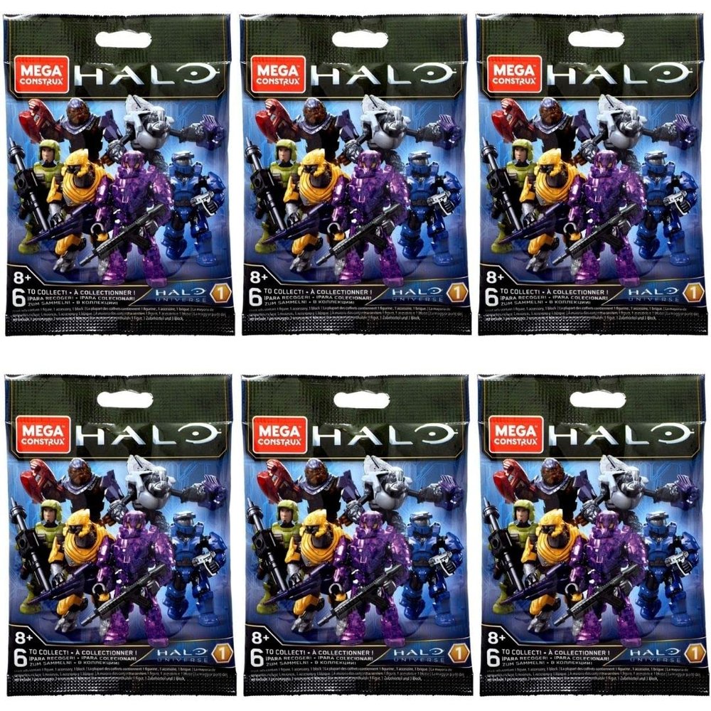 Mega Construx Halo Universe Series 1 Blind Bag Mini Figures Bundle Complete Set of 6