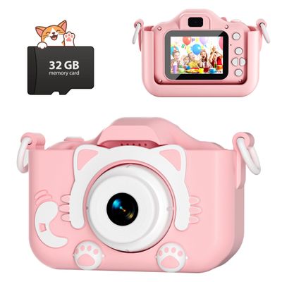 CIMELR Kids Camera Toys for 3 4 5 6 7 8 9 10 11 12 Year Old Boys/Girls, Kids Digital Camera for Toddler with Video, Christmas Birthday Festival Gifts for Kids, Selfie Camera for Child, 32GB TF Card