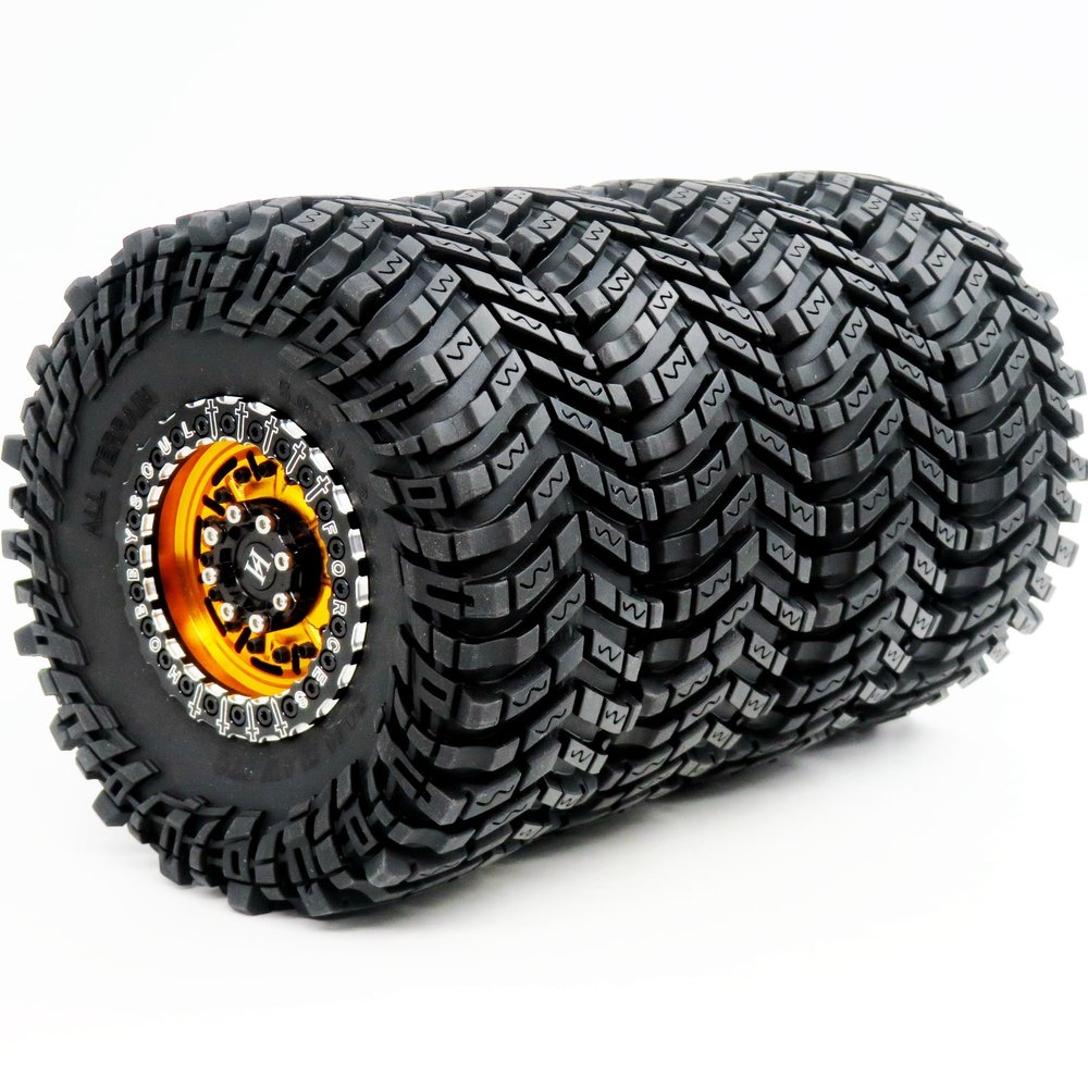 HOBBYSOUL All Terrain 2.2 Beadlock Wheels and Tires 127mm Soft Sticky tyre and Aluminium Rims for RC 1/10 Mud Rock Crawler Truck Axial Yeti Capra SCX10 Traxxas TRX4 Upgrades,HS700727