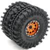 HOBBYSOUL 4pcs RC 1.9 Mud Terrain Tires Super Grip Soft Crawler Truck Tyre 121mm/4.75inch & Aluminium 1.9 Beadlock Wheel Rim Hex 12mm Orange/Black Color, (pre-Mounted) view 2