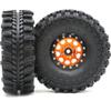 HOBBYSOUL 4pcs RC 1.9 Mud Terrain Tires Super Grip Soft Crawler Truck Tyre 121mm/4.75inch & Aluminium 1.9 Beadlock Wheel Rim Hex 12mm Orange/Black Color, (pre-Mounted) view 3