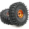 HOBBYSOUL 4pcs RC 1.9 Mud Terrain Tires Super Grip Soft Crawler Truck Tyre 121mm/4.75inch & Aluminium 1.9 Beadlock Wheel Rim Hex 12mm Orange/Black Color, (pre-Mounted) view 4