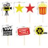 12 PCS Cake Topper Glitter Cupcake Toppers Picks Movie Night Birthday Party Decoration for Movie Theme Birthday Party Baby Shower Supplies view 3