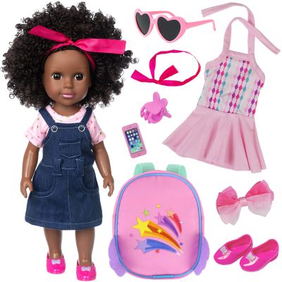 Ecore Fun Black Doll 14.5 Inch Baby Girl Doll and Clothes Set African Washable Realistic Silicone Girl Dolls -Best Gift for Girls