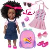 Ecore Fun Black Doll 14.5 Inch Baby Girl Doll and Clothes Set African Washable Realistic Silicone Girl Dolls -Best Gift for Girls view 1