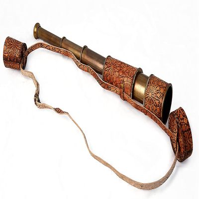 Telescope, Functional Vintage Handcrafted Collapsible Portable Pirate Spyglass with Imprinted Leather Case, Gifting Spyglass for, Travellers, Adventure Enthusiasts, Collectible 16"