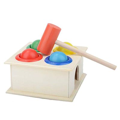 oAtm0eBcl Hammering Educational Toy Children Kids Wooden Hammer Balls Early Learning