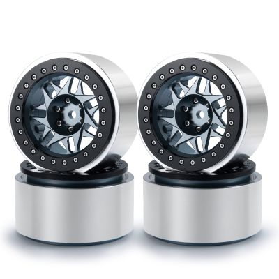 RC-Hub 4pcs Aluminum Alloy 2.9" Beadlock Wheels Rim Set for 1/6 Axial SCX6 AXI05000 RC Crawler Car (Titanium Grey +Black)