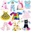 ECORELF 10Pcs Baby Doll Clothes & Accessories - Including Dresses, T-Shirts, Pants, Jumpsuit, Bell-Bottomed Pants for Kids Girls Gift 12 Inch Doll Random Style view 1