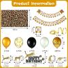 Civaner 51 Pieces Gold Cheetah Birthday Decorations Including Cheetah Birthday Banner Theme Balloons Leopard Cake Topper Safari Animal Print Tablecloth and Ribbon for Baby Shower Party Supplies view 2