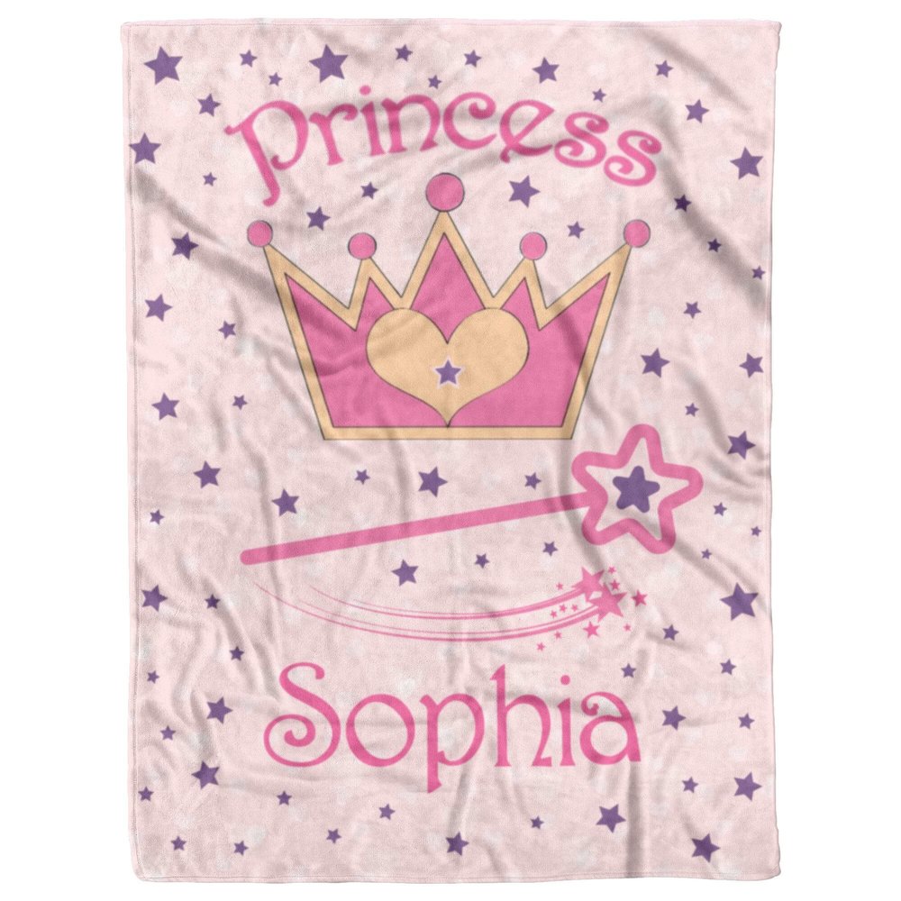MDPrints Princess Personalized Baby Blankets for Girls - Custom Blanket for Baby Girl with Name - Minky Plush Fleece
