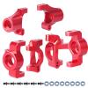 Aluminum Steering Blocks Caster Steering Block Stub Axle Carriers Knuckles Set Upgrades for 1/18 Traxxas LaTrax Teton Desert Prerunner Rally SST, Replace Parts 7532 7552X (Red) view 1