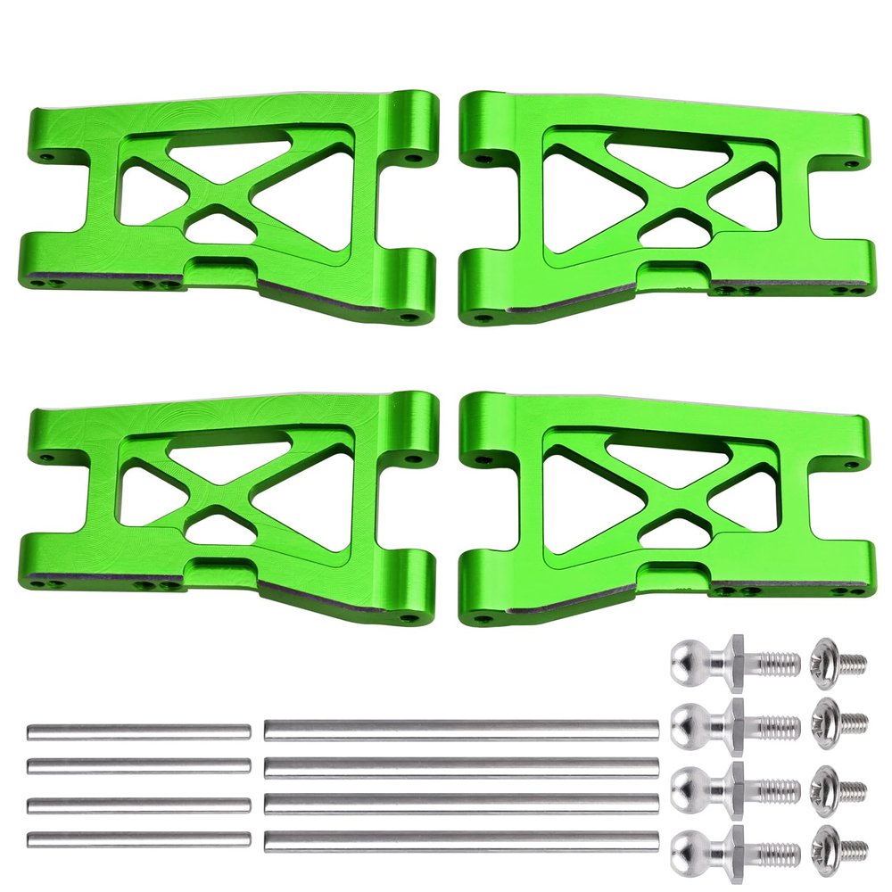 Hobbyfire Aluminum Front & Rear Suspension Arms 4-Pack Upgrades for 1/18 Traxxas LaTrax Teton Desert Prerunner SST, Replace Parts 7630 (Green)
