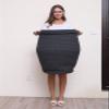 26" x 20" Handcrafted Tall Cotton Rope Basket with Lid, Stylish Flagon Shape with Cover, Clothes Hamper with Top, for Bedroom and Living Room, All Grey Black Mix view 3