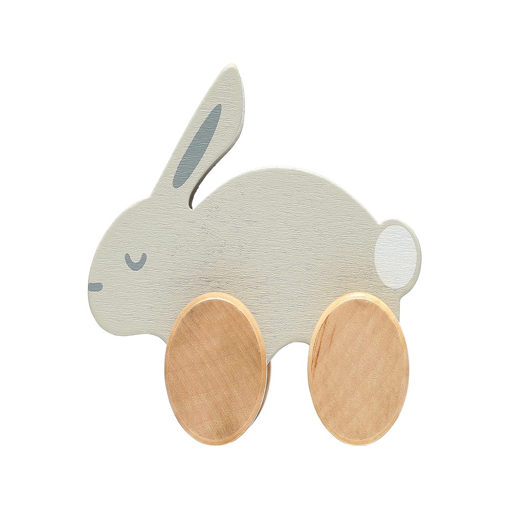 Pearhead Montessori Wooden Bunny Push-Pull Toy for Toddlers  Baby, Stocking Stuffers for Toddlers, Gray Rolling Rabbit Encourages Motor Skills & Imaginative Play