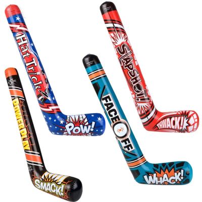 HAPPY DEALS ~ Inflatable Hockey Sticks - 37 inch Size - Toy Inflates Decorations (12 Pack)