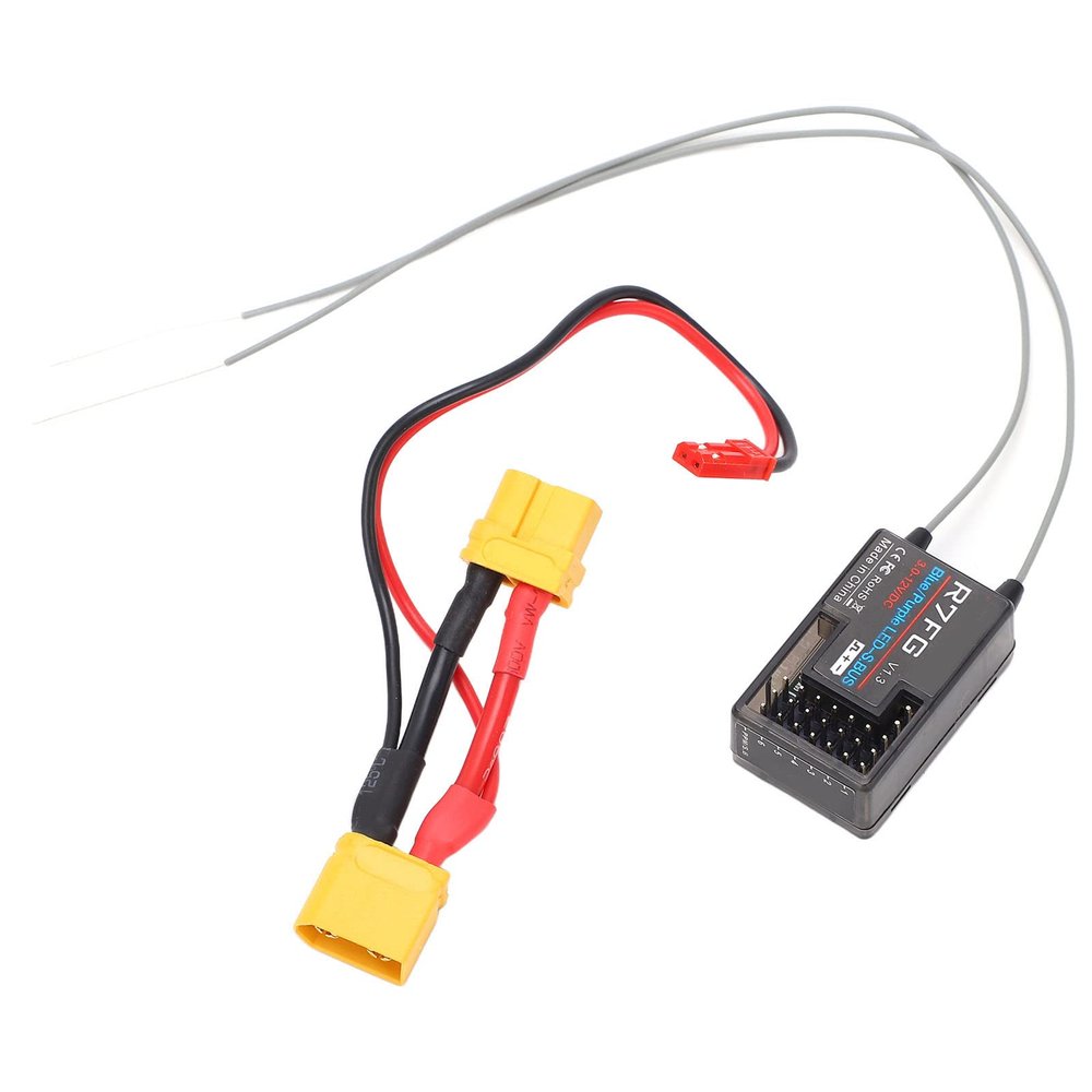 RC Car Receiver,2.4G R7FG 7 Channels Receiver Dual Antenna Telemetry Car Boat Receiver for RC Transmitter RC6GS RC4GS