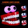 Chattering Teeth Wind up Toy: Walking Teeth Toy with LED Eyes Funny Fake Teeth Clockwork Toy Dentures Joke Toys Party Favors view 2