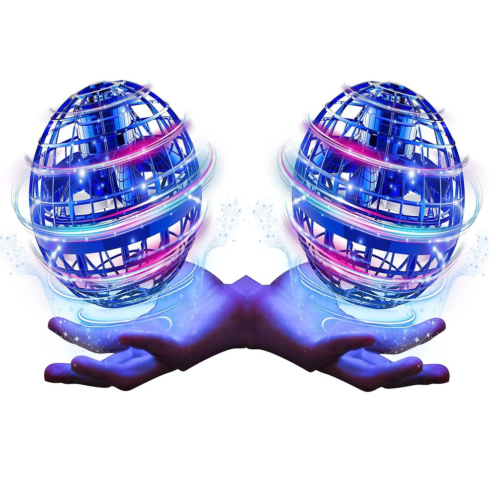 Am Bulan [2 Pack] Upgraded 2022 Flying Orb Boomerang Ball Spinner - 2 Pieces 360 LED Hover Sphere