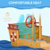 Outsunny Wooden Kids Sandbox with Canopy, Ship-Shape Outdoor Sandboat with Bench Seats, Storage, Non-Woven Fabric Cloth for Backyard, Lawn, Orange view 3