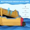 Outsunny Wooden Kids Sandbox with Canopy, Ship-Shape Outdoor Sandboat with Bench Seats, Storage, Non-Woven Fabric Cloth for Backyard, Lawn, Orange view 4